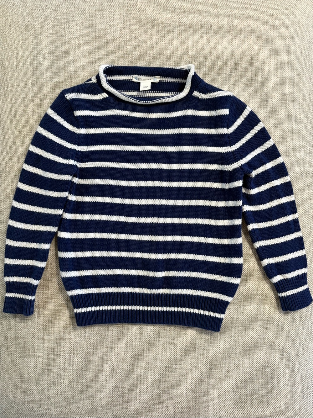 Crewcuts J.Crew Navy White Breton Stripe Cotton Sweater XXS 2-3Y